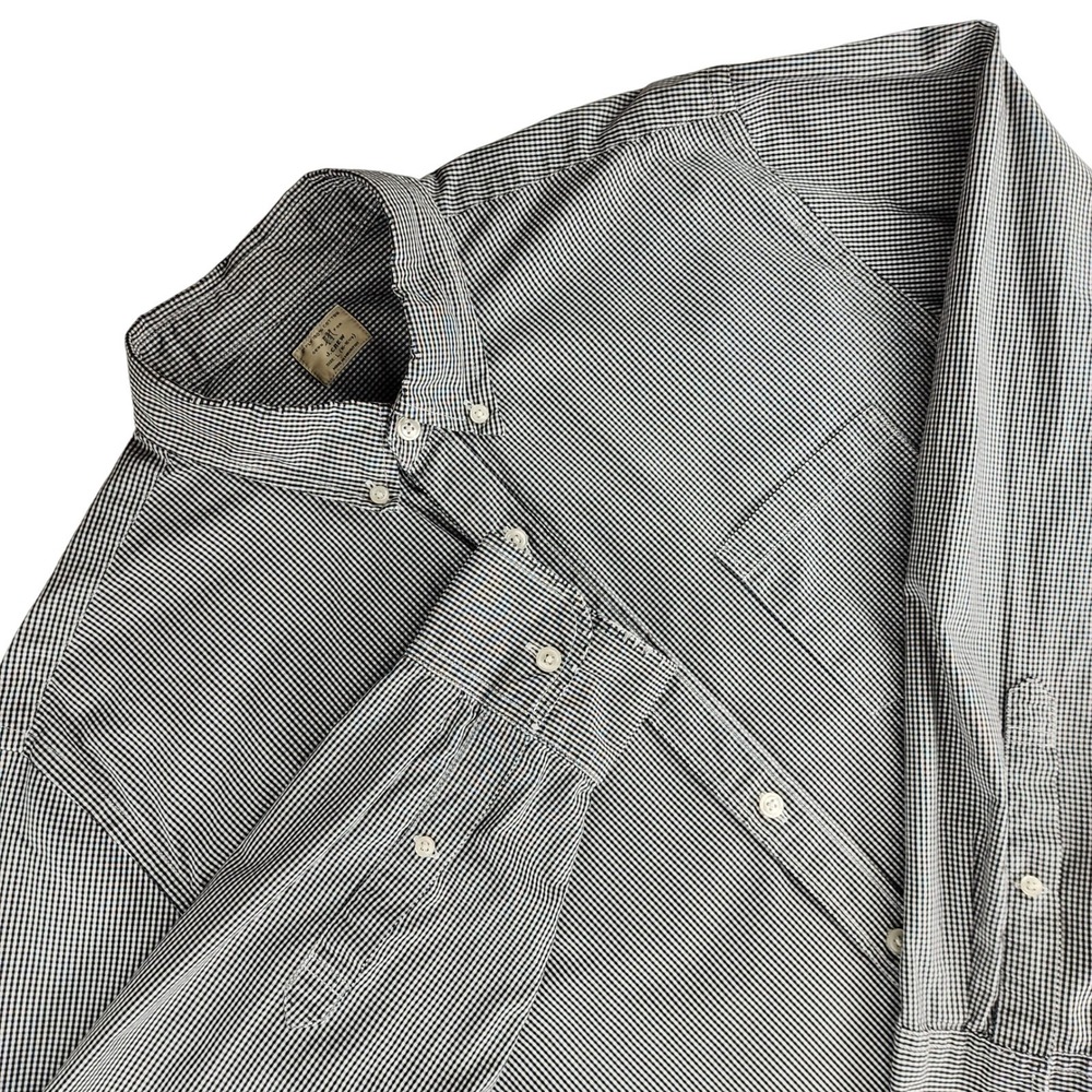 J.Crew Button Down Shirt Mens L Black White Gingham Cotton Classic Fit